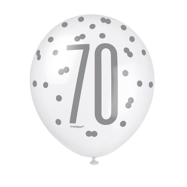 Palloncini 70 anni a pois 30cm 6pz