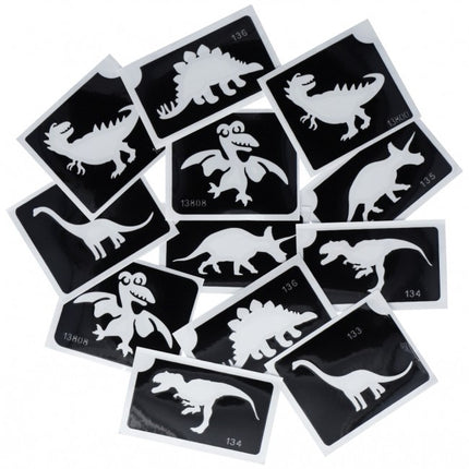 Stencil nero per tatuaggi Dino 12 pezzi