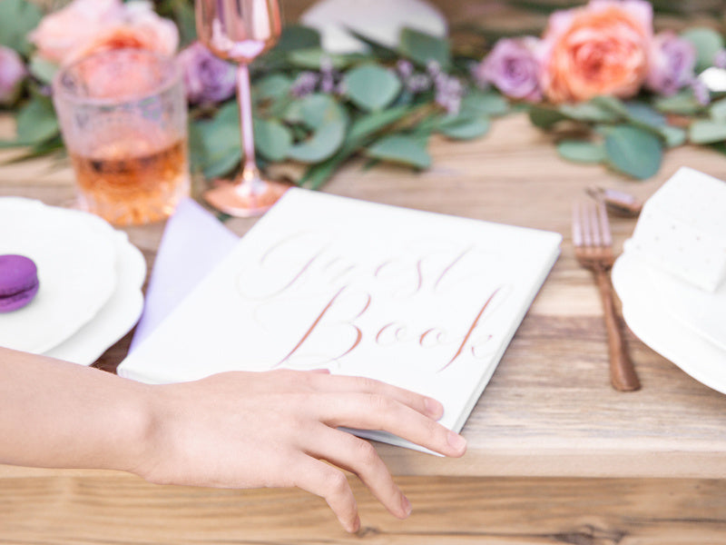 Libro degli ospiti Lettere in oro rosa 24,5 cm
