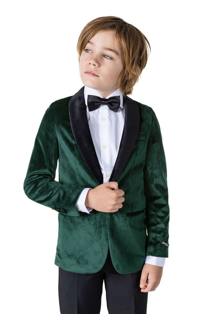 Blazer ragazzo in velluto verde scuro <tc>OppoSuits</tc>
