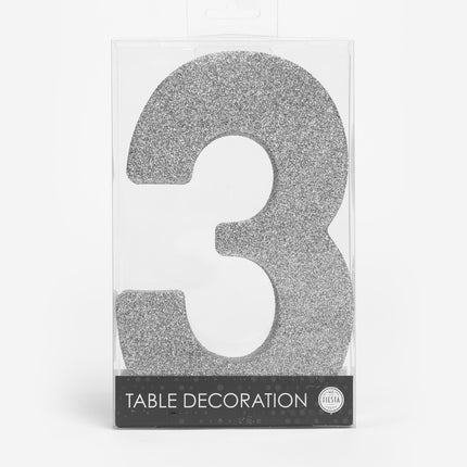 Decorazione da tavolo argentata Figura 3 Glitter 20,5 cm