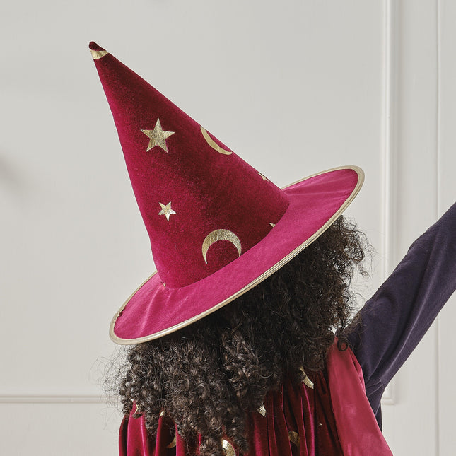 Cappello da strega di Halloween rosso bordeaux bambino