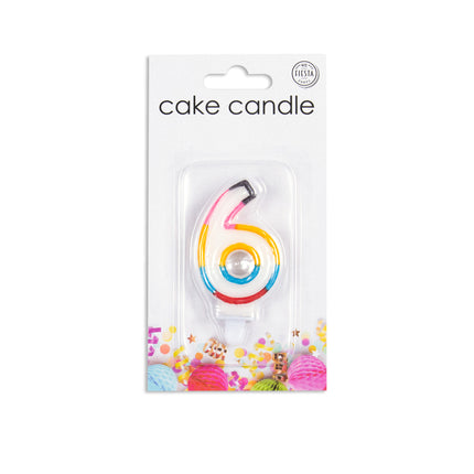 Candela 6 anni colorata 7 cm
