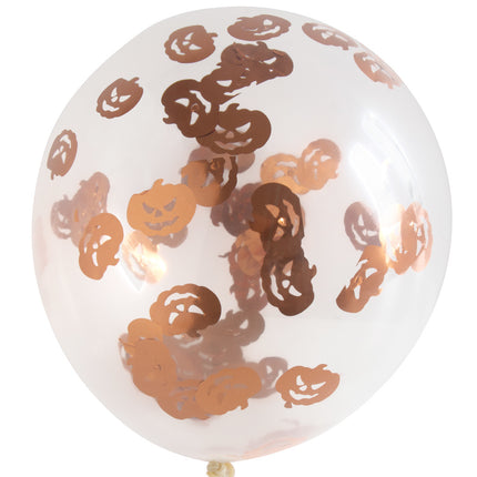 Palloncini coriandoli Halloween Zucca 30cm 4 pezzi