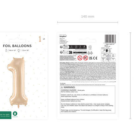 Palloncino Figura 1 Anno Beige Vuoto 72cm