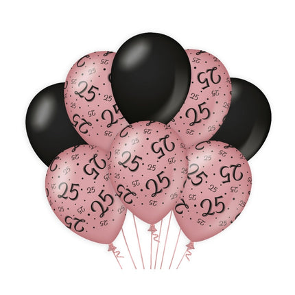 Palloncini 25 anni rosa neri 30cm 8pz