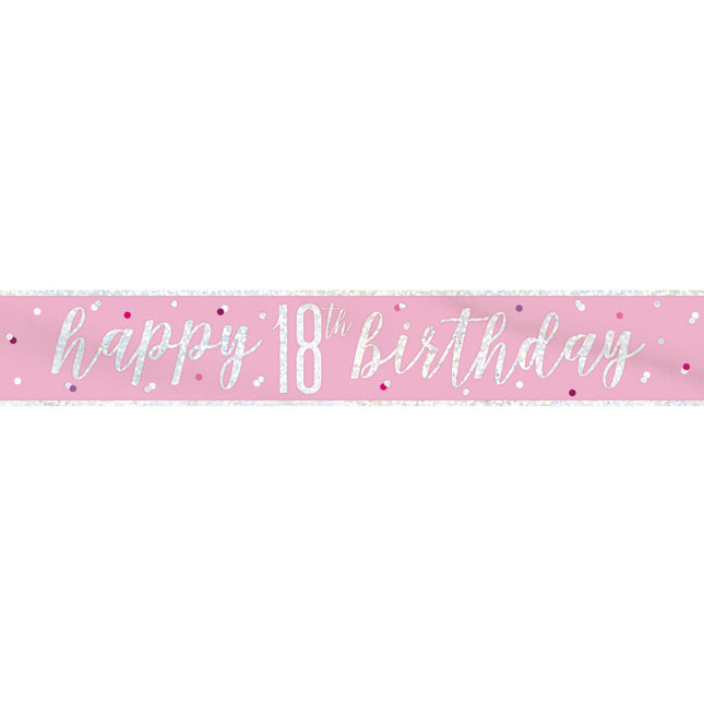 Striscione 18 anni rosa 2,74 m