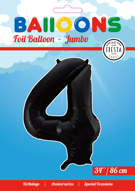 Pallone Foil Figura 4 Nero XL 86cm vuoto