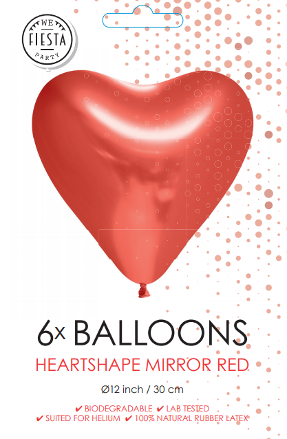 Palloncini a cuore rossi 30cm 6pz