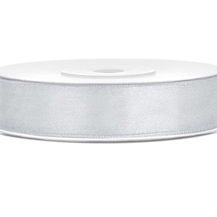 Nastro di raso argento 12 mm 25 m