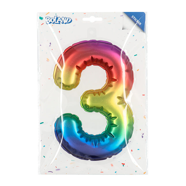 Palloncino in foil con adesivi arcobaleno 3 anni 20 cm