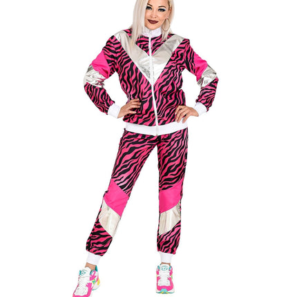 Neon 80S Tuta da ginnastica Fault Pink Tiger Print