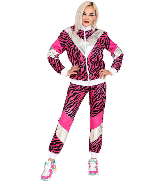 Neon 80S Tuta da ginnastica Fault Pink Tiger Print