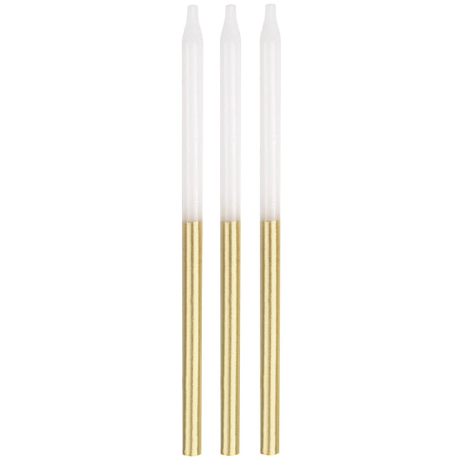 Candele dorate mezze colorate 12cm 12pz
