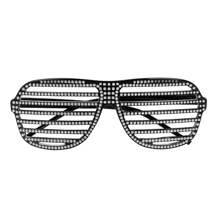 Occhiali neri a strisce glitterate