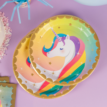 Piatti Unicorno Colorati 23cm 8pz