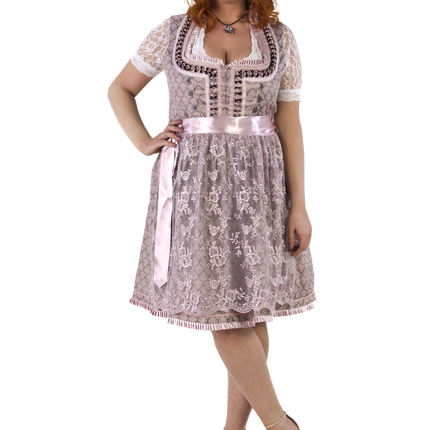 Abito Dirndl Rosa Oktoberfest Donna 2 Pezzi