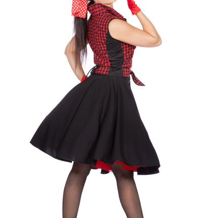Abito Rock N Roll 50S Nero Rosso Donna