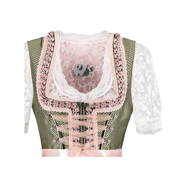Bianco Verde Abito Dirndl Oktoberfest Donna 2 Pezzi