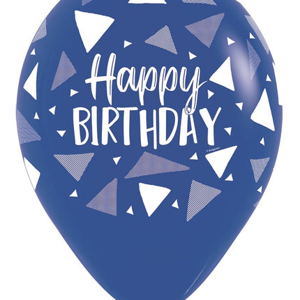 Palloncini Buon Compleanno Triangoli Blu Mix 30cm 25pz