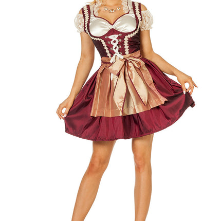 Abito Dirndl Rosso Bordeaux Oktoberfest Donna
