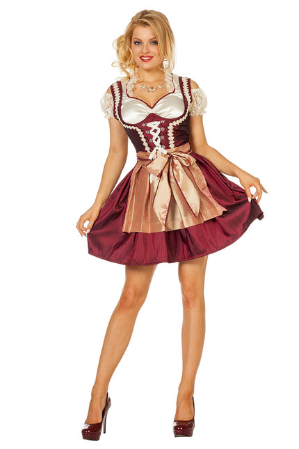 Abito Dirndl Rosso Bordeaux Oktoberfest Donna