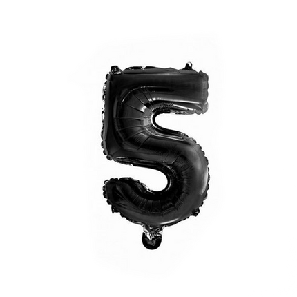Palloncino in foil Figura 5 Nero 41cm con cannuccia
