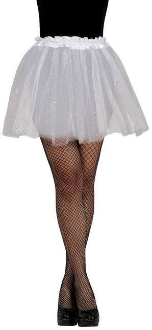 Tutù bianco da donna glitterato 40 cm