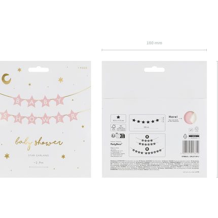 Ghirlanda rosa Baby Shower Stelle 2,9 m