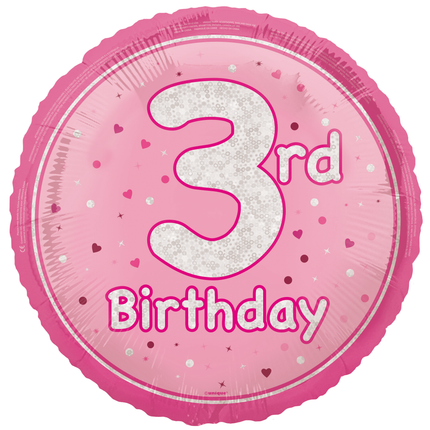 Palloncino ad elio 3 anni rosa vuoto 45 cm