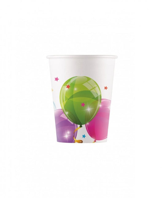 Tazze Palloncini Colorati 200ml 8pz