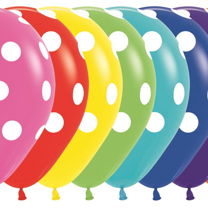 Palloncini Bianchi a Pois Mix 30cm 25pz