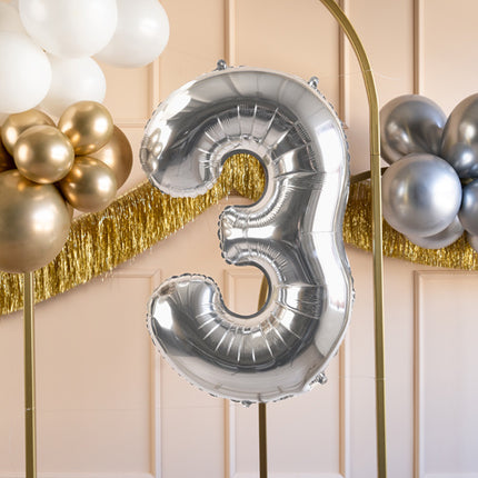 Palloncino a 3 anni con figura argento vuoto 72 cm