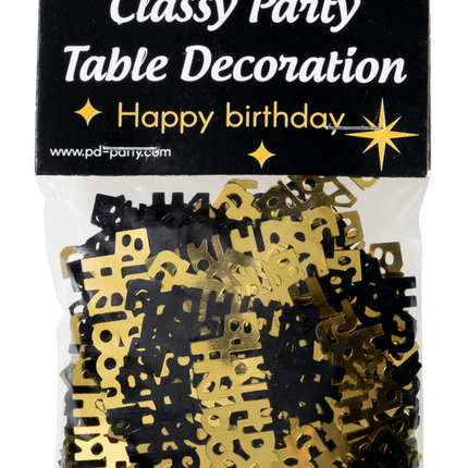 Coriandoli da tavola Happy Birthday Oro/Nero 20gr