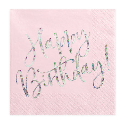 Tovaglioli Buon Compleanno Rosa Chiaro 33cm 20pz