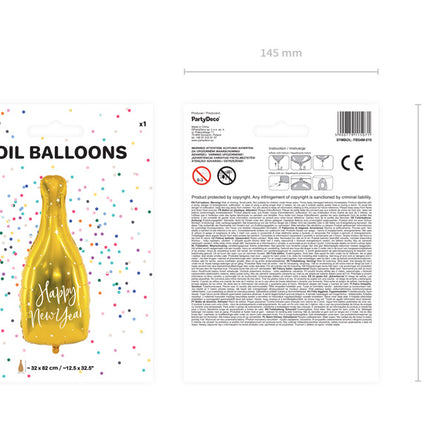 Bottiglia di palloncini ad elio Happy New Year vuota 82cm