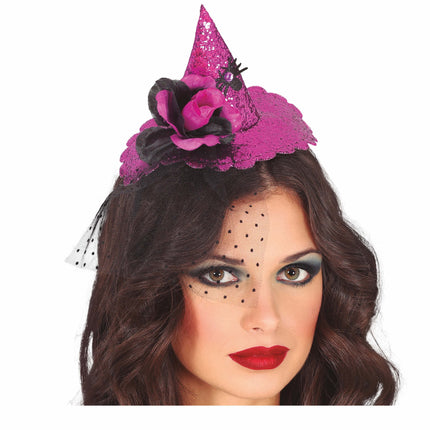 Cerchietto viola per capelli di Halloween Mini Cappello da Strega