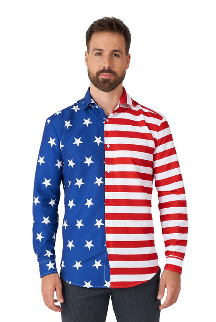 Camicia con bandiera USA da uomo <tc>Suitmeister</tc>