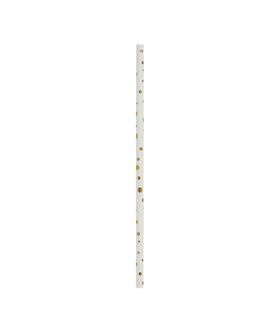 Cannucce di carta oro a pois bianchi 20cm 8pz