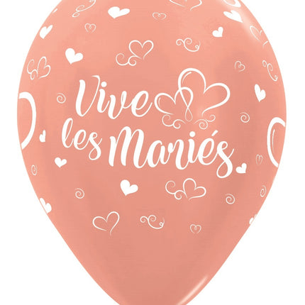 Palloncini Vive Les Maries Hearts Metallic Rose Gold 30cm 25pz