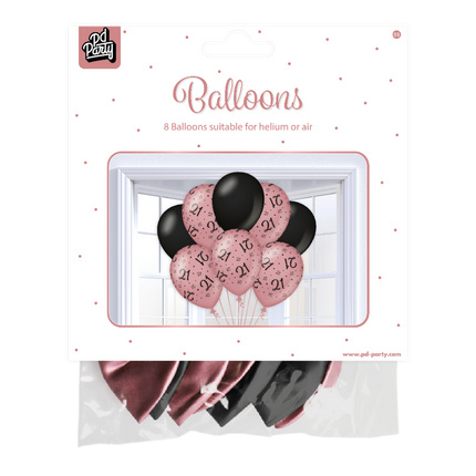 Palloncini 21 anni Rosa Nera 30cm 8pz