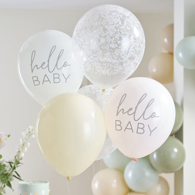 Palloncini baby shower Hello Baby 5pz