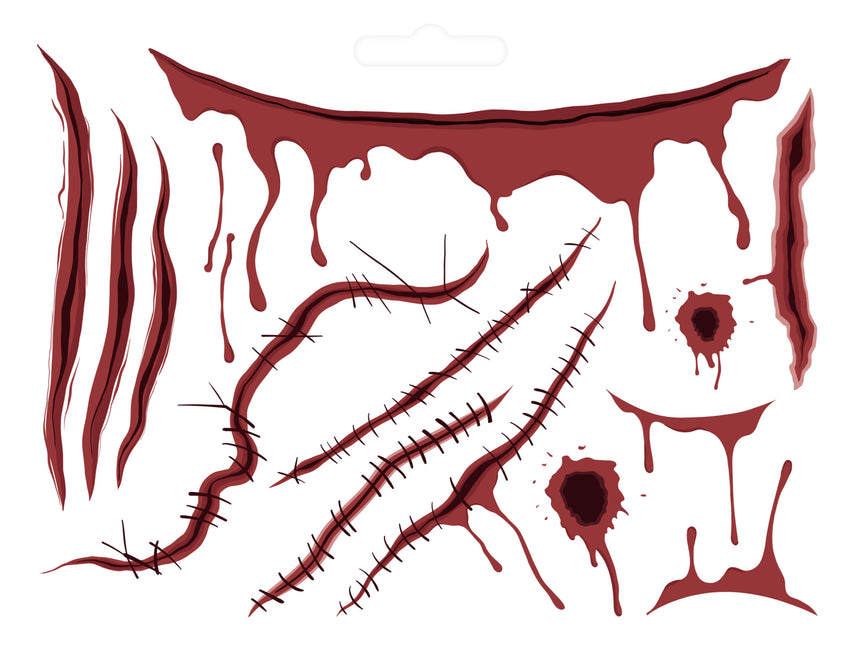 Tatuaggi finti di Halloween Ferite 13 pezzi