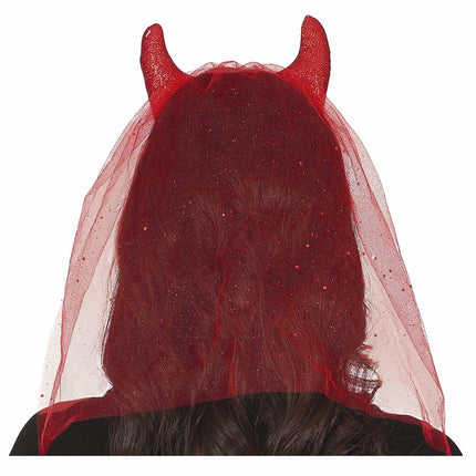 Cerchietto rosso Devil con velo