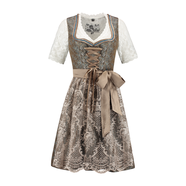 Abito Dirndl verde Oktoberfest Donna Jaquard