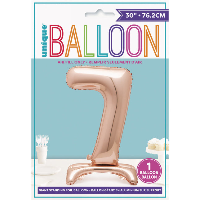 Palloncino in foil Figura 7 Oro Rosa Standard 76 cm
