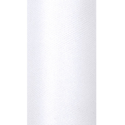 Rotolo di tulle bianco glitterato 15cm 9m