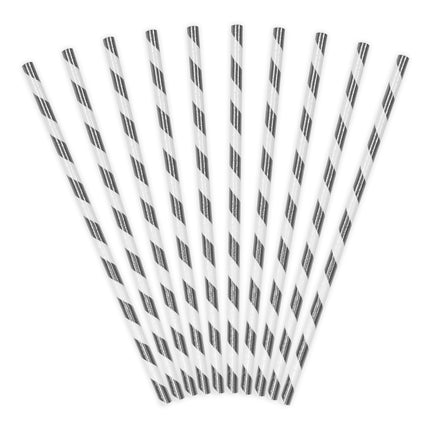 Cannucce di carta bianco argento 19,5 cm 10 pezzi