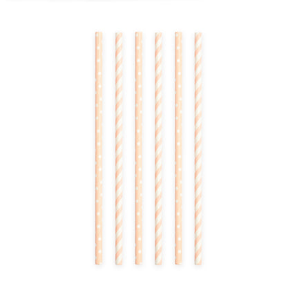 Cannucce di carta rosa chiaro/bianco mix 19,7 cm 20 pezzi