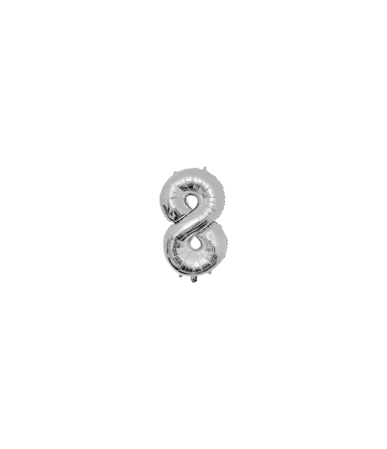 Palloncino in foil da 40 cm, numero 8, argento